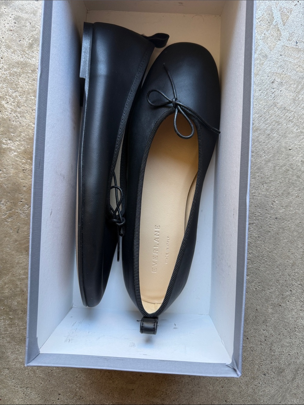 Everlane Black Leather Rounded-Toe Ballet Flats